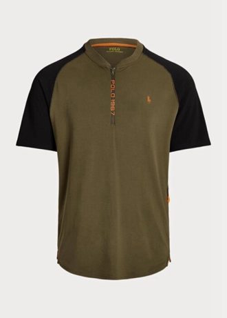 Camisetas Ralph Lauren personalizadas de desempenho slim fit masculinas verde oliva