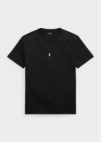 Camisetas Ralph Lauren personalizadas pretas com gola redonda e ajuste slim