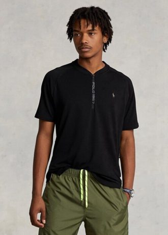 Camisetas Ralph Lauren personalizadas pretas de desempenho slim fit para homens