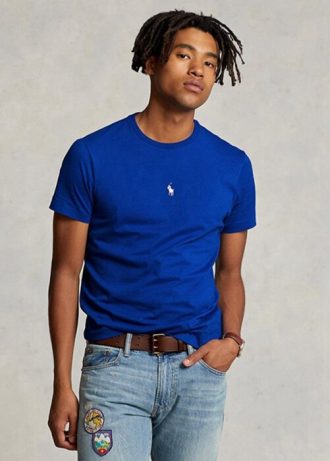 Camisetas Ralph Lauren personalizadas, slim fit, gola redonda, azul, masculinas