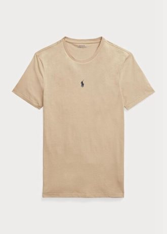 Camisetas Ralph Lauren personalizadas, slim fit, gola redonda, cáqui, masculinas