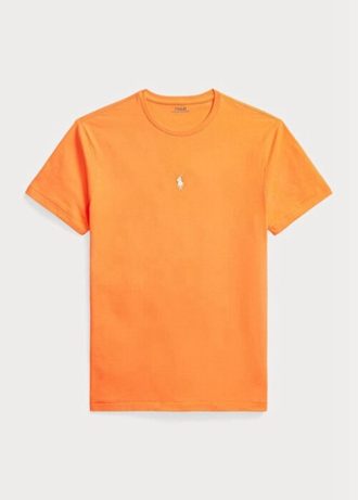 Camisetas Ralph Lauren personalizadas, slim fit, gola redonda, laranja, masculinas