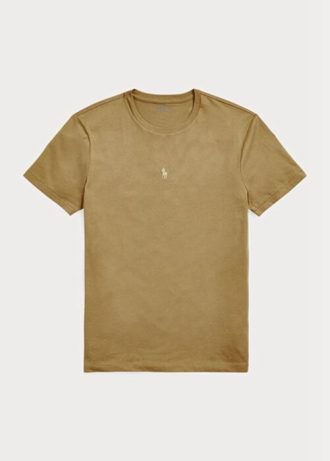 Camisetas Ralph Lauren personalizadas, slim fit, gola redonda, marrom, masculinas
