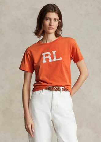 Camisetas Ralph Lauren RL Logo Jersey Laranja Femininas