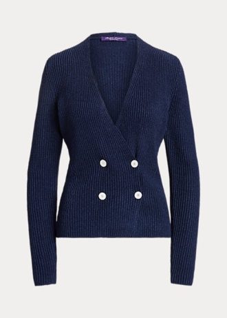 Cardigan Ralph Lauren Trespassado Azul Marinho Feminino