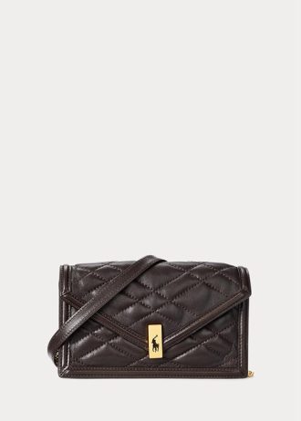 Carteiras Ralph Lauren Polo ID acolchoadas com corrente para mulheres Tobacco