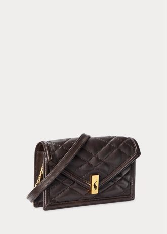 Carteiras Ralph Lauren Polo ID acolchoadas com corrente para mulheres Tobacco