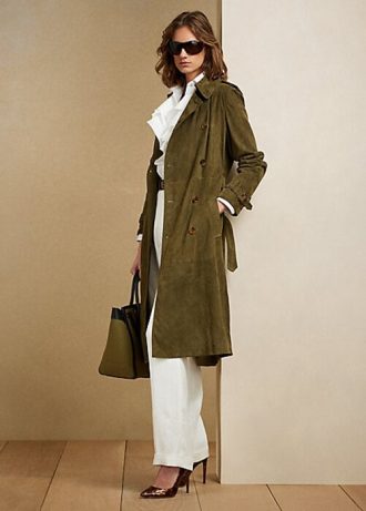 Casacos de camurça de cordeiro Romilly Ralph Lauren femininos Olive