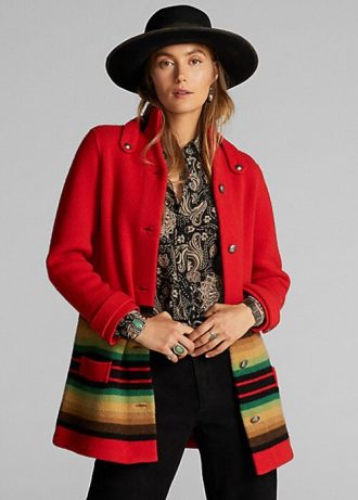 Casacos de lã Ralph Lauren femininos vermelhos