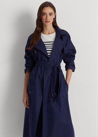 Casacos de sarja de mistura de algodão Ralph Lauren azul-marinho femininos