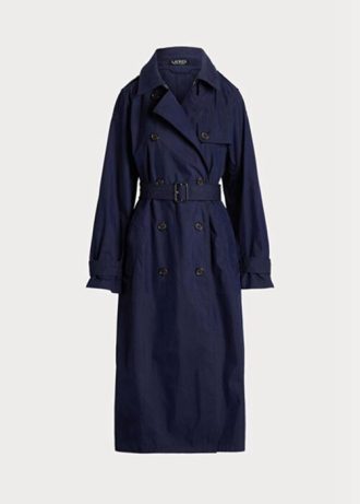 Casacos de sarja de mistura de algodão Ralph Lauren azul-marinho femininos