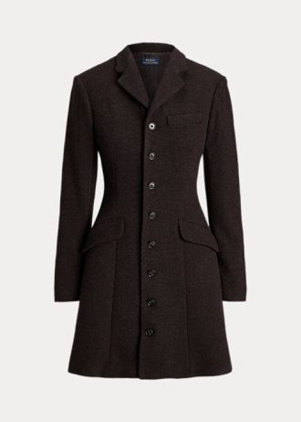 Casacos de tweed Ralph Lauren marrom femininos com ajuste e alargamento