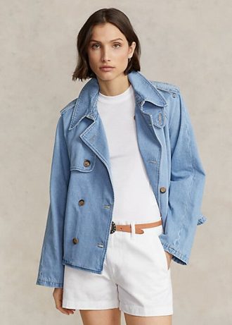Casacos jeans oversize boxy fit azul femininos Ralph Lauren