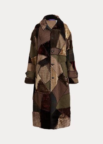 Casacos Ralph Lauren Harmon Patchwork Shearling Femininos Verde Oliva