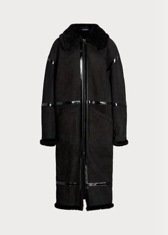 Casacos Ralph Lauren Lanthe Merino Shearling Pretos para Mulher