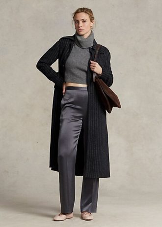 Casacos Ralph Lauren Pinstripe Dupla Face Femininos Pretos