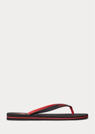Chinelos Ralph Lauren Bolt Pony Masculinos Pretos/Vermelhos