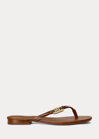Chinelos Ralph Lauren Emalia Nappa de couro marrom feminino