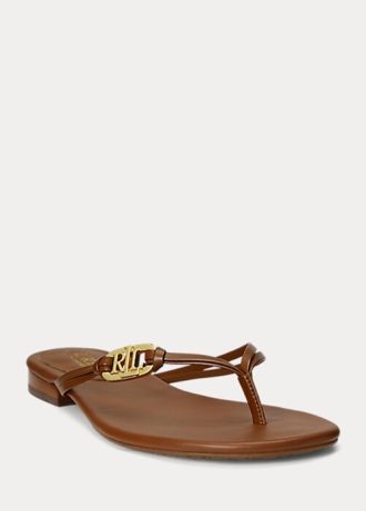 Chinelos Ralph Lauren Emalia Nappa de couro marrom feminino