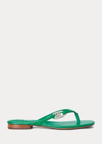 Chinelos Ralph Lauren Emalia Nappa de couro verde feminino
