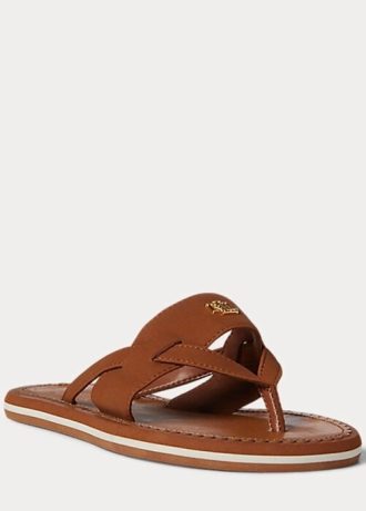 Chinelos Ralph Lauren Rosalind Marrons Femininos