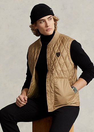Colete acolchoado repelente de água masculino cáqui Ralph Lauren