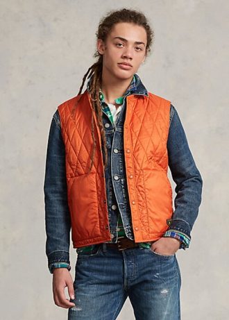 Colete acolchoado repelente de água Ralph Lauren masculino laranja