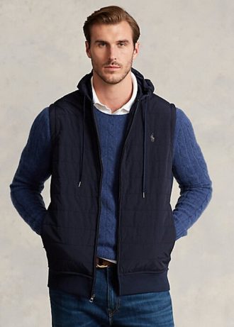 Colete com capuz híbrido Ralph Lauren masculino azul marinho
