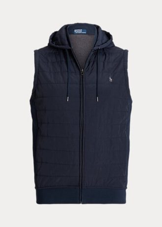 Colete com capuz híbrido Ralph Lauren masculino azul marinho