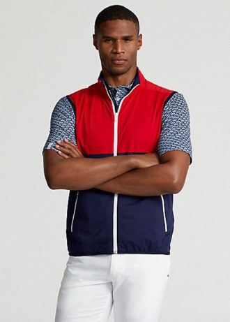 Colete dobrável repelente de água Ralph Lauren masculino vermelho/marinho