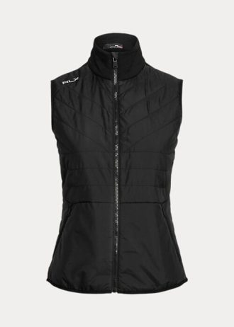 Colete Ralph Lauren Hybrid Mockneck com zíper e gola alta feminino preto