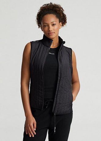 Colete Ralph Lauren Hybrid Performance com zíper completo para mulheres pretas