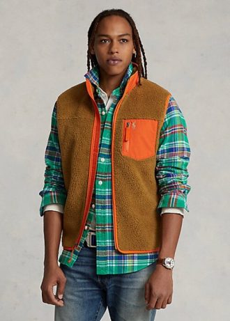 Colete Ralph Lauren Masculino de Fleece com Pelo Bonded Fleece Marrom
