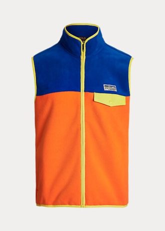 Colete Ralph Lauren Masculino Multicolorido de Fleece Escovado com Blocos de Cor