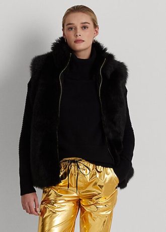 Colete Ralph Lauren Shearling Feminino Preto