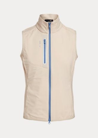 Colete Ralph Lauren Terry sem mangas com zíper completo, creme, feminino