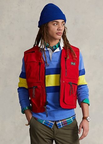Colete utilitário impermeável Ralph Lauren masculino vermelho