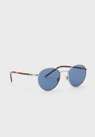 Óculos de sol redondos masculinos Ralph Lauren 0PH3133 prateados