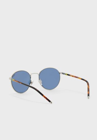Óculos de sol redondos masculinos Ralph Lauren 0PH3133 prateados