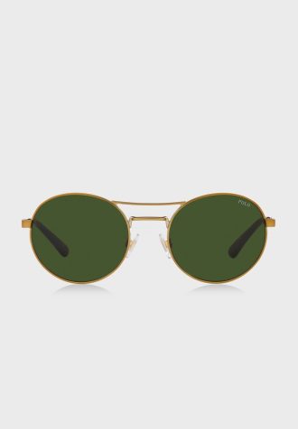 Óculos de sol redondos masculinos Ralph Lauren 0Ph3142 dourados