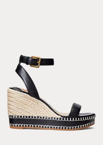Espadrille de couro Ralph Lauren Hilarie feminino preto