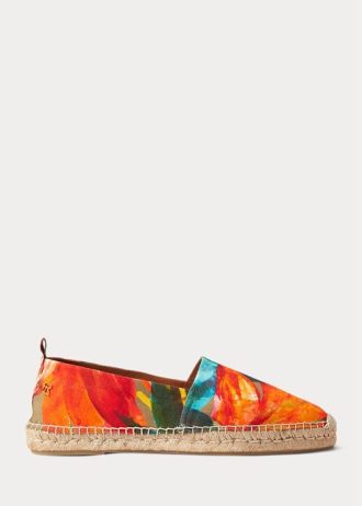 Espadrille Ralph Lauren Bowsworth Floral de Linho Laranja Masculino
