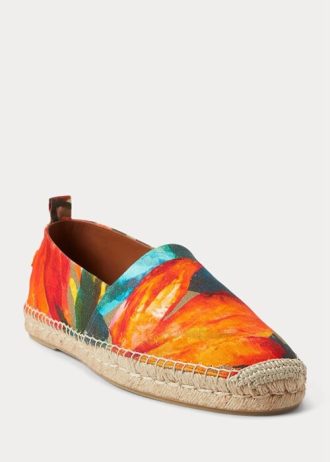 Espadrille Ralph Lauren Bowsworth Floral de Linho Laranja Masculino