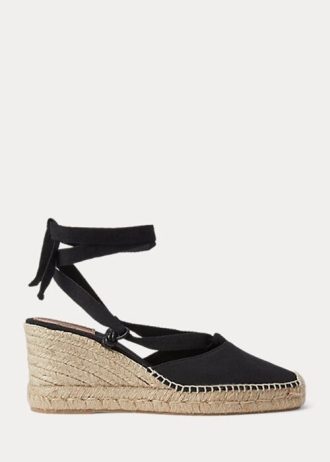 Espadrille Ralph Lauren Canvas Wedge para mulheres pretas