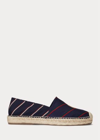 Tênis casual masculino Ralph Lauren Cevio Crest listrado azul marinho