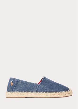 Tênis casual masculino Ralph Lauren Cevio em lona lavada azul-marinho claro