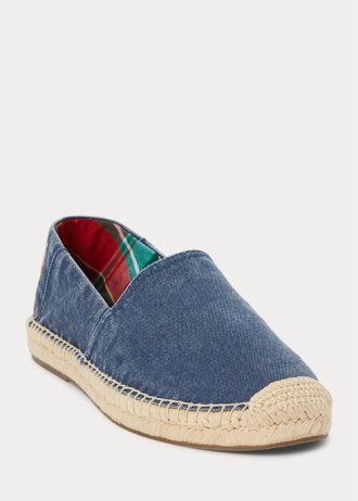 Tênis casual masculino Ralph Lauren Cevio em lona lavada azul-marinho claro