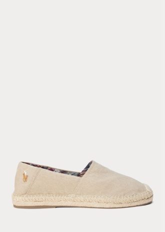 Espadrille Ralph Lauren Cevio Washed Canvas Masculino Creme