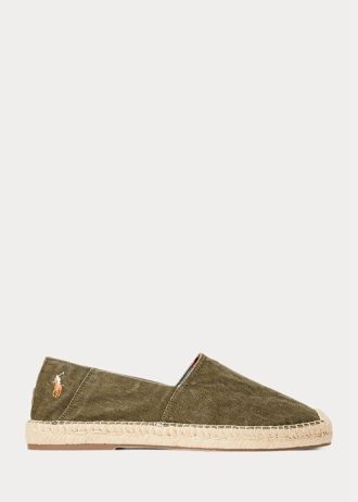 Tênis casual masculino Ralph Lauren Cevio em lona lavada verde