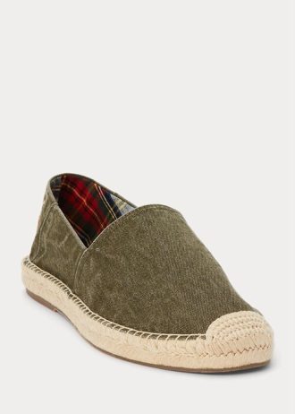 Tênis casual masculino Ralph Lauren Cevio em lona lavada verde